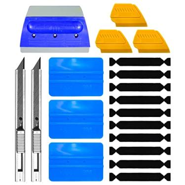 Imagem de 3M Blue Squeegee Flexível Plástico Aplicador Plus Hard Rubber Contouring Block Incluindo Black Felt Scratch-Proof Adesivo Decalque Vinil Wrap Kit de Ferramentas (Espátula, 1 Borracha, 3 feltros, 3 detalhes, 2 facas)