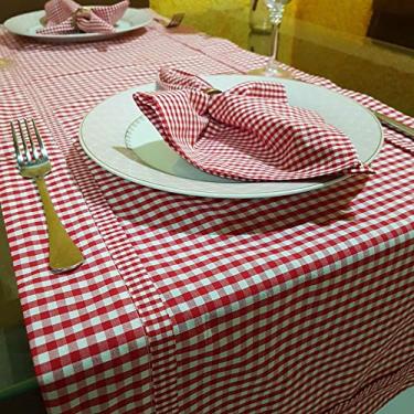 Imagem de Trilho de Mesa em Tricoline Fio Tinto Xadrez 1.36 x 0.42