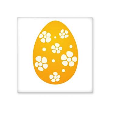 Imagem de Decoração brilhante de cerâmica com design de ovo amarelo Festival da Religião de Páscoa Pedra adorna de tijolo vitrificado