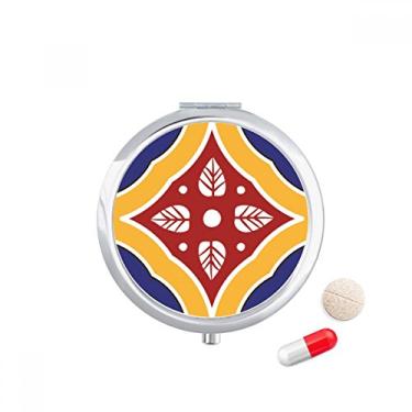 Imagem de Porta-comprimidos com padrão decorativo estilo Talavera, caixa de armazenamento de remédios