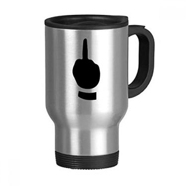 Imagem de Caneca de viagem com desenho de gesto de dedo médio tampa flip em aço inoxidável copo de carro copo térmico