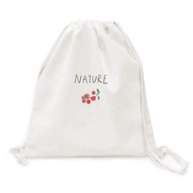 Imagem de Mochila de lona com cordão Red Fruit Plant Soloisland para viagem de compras