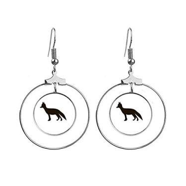 Imagem de Brincos de raposa preta com desenho de animal fofo pendente, joia circular
