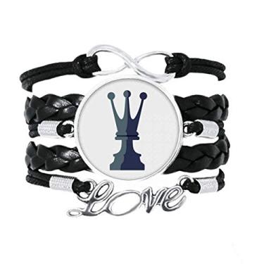 Imagem de OFFbb-USA King Chess Jogo de Estratégia Roy Monarch Pulseira Amor Acessório de Couro Trançado Corda Pulseira Presente
