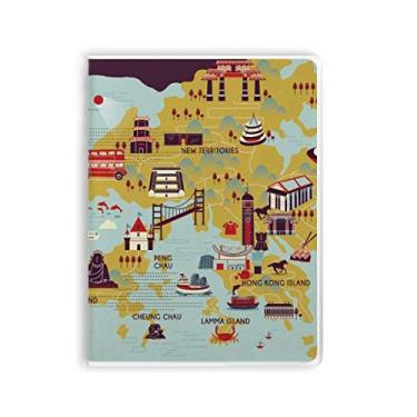 Imagem de Diário de capa macia com mapa de Hong Kong Sightseeing China