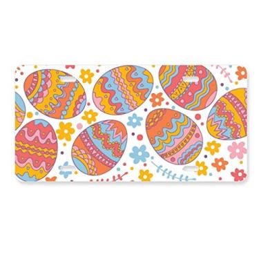 Imagem de DIYthinker Etiqueta de aço inoxidável para decoração de placa de licença de ovos coloridos Festival Religião da Páscoa