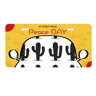 Imagem de DIYthinker Placa de carro com desenho de suculentas de planta com desenho de cacto para decoração de carro Dia da Paz