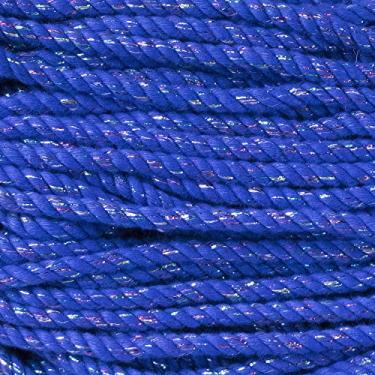 Imagem de Corda artesanal de algodão natural torcida de 3 fios (azul brilhante, 7,6 cm) - 0,6 cm de diâmetro
