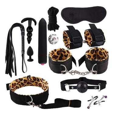 Imagem de Kit Sexual Feminino Brinquedos Sexuais para Mulheres Algemas Plug Anal Vibrador Feminino Acessórios Eróticos Sexual (Amarelo)