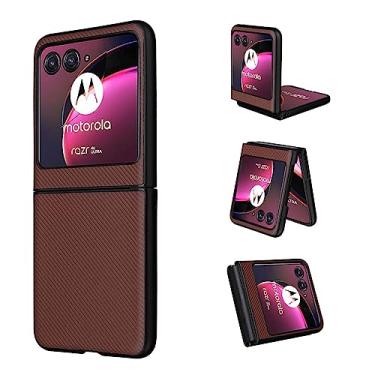 Imagem de ZIRIA Capas flip para smartphone compatíveis com Motorola Razr 40 Ultra Case 2023, capa de proteção à prova de choque de couro ultrafino, capa flip de couro PU PU capas flip (cor: marrom redish)