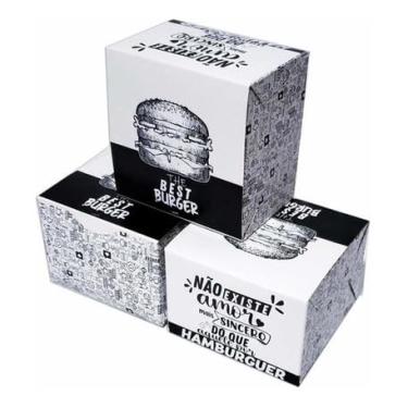 Imagem de 200 Caixa para Burguer Grande - Embalagem Para Delivery Burgão Ifood - Montagem Automatica 12,2x12,2x9,8-200un