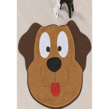 Imagem de Tapete com Antiderrapante Formato Cachorro Feliz - 78cm x 55cm - Caramelo  unissex