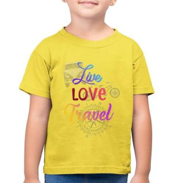 Imagem de Camiseta Algodão Infantil Live Love Travel - Foca Na Moda