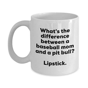 Imagem de Presente para mãe de beisebol - Diference Between a Baseball Mom and a Pit Bull - Batom - Presentes de aniversário de Natal
