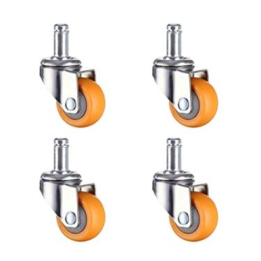 Imagem de Conjunto de rodas de rodízio de 360 graus roda de rodízio laranja giratória de 1/1,25/1,5/2 polegadas Rodas de nylon sem ruído para carrinho de compras 1/4 peças rodízios resistentes (cor: 4 peças sem freio B, tamanho: