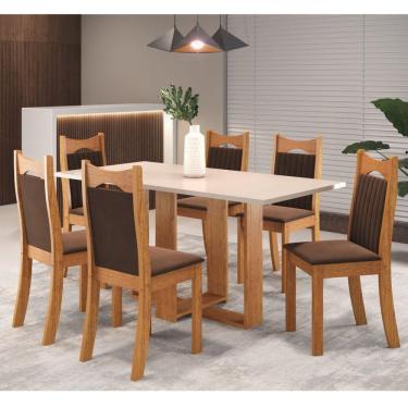 Imagem de Mesa de Jantar Retangular Laguna com 6 Cadeiras Dalas Mel/Blonde/Bombom