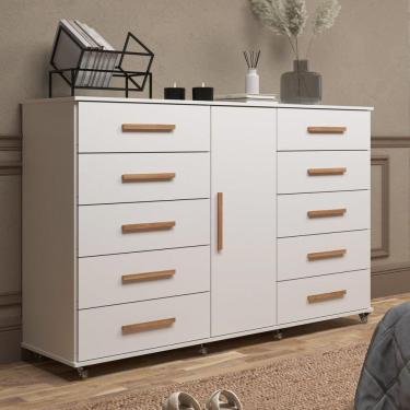 Imagem de Cômoda 1 Porta 10 Gavetas Monterrey Branco