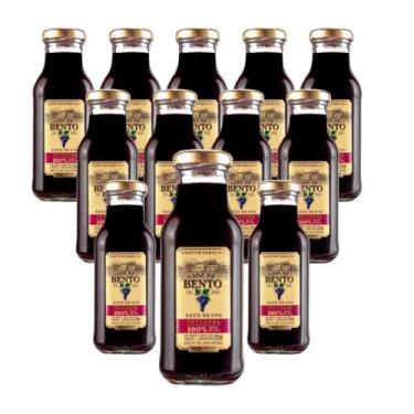 Imagem de Suco de Uva Casa de Bento 295ml Integral Natural Kit c/12 Garrafinhas de Vidro