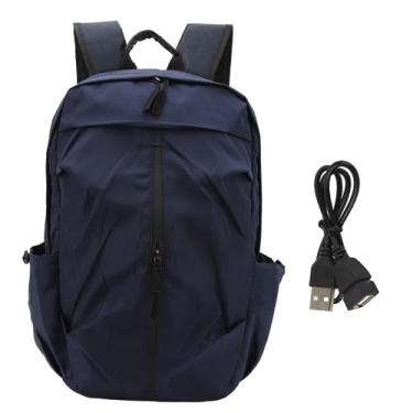 Imagem de Airshi Mochila para laptop, mochila de viagem espacial durável e espaçosa com porta de carregamento USB para uso externo (poliéster), Azul, Polyester