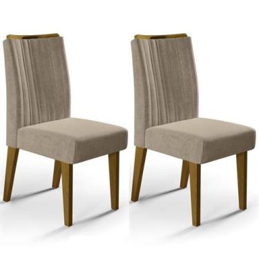 Imagem de Kit Com 2 Cadeiras Para Sala De Jantar Lara Canela / Veludo Caqui Dj M