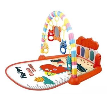 Imagem de Tapete Ginasio de Atividades Para Bebê Com Piano Musical Teclado Interativo Com Som e Luz Desenvolvimento de Habilidades Sensoriais e Motoras Portátil Musical Happy (VERMELHO)