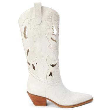 Imagem de Matisse Bota feminina Alice Cut-Out bico fino casual cano médio cano médio 5 a 7,6 cm - branca, Vint branco, 40