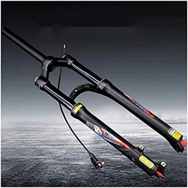 Imagem de MTB 26/27,5/29" Válvula de ar dupla suspensão garfo de bicicleta rebote ajustar tubo reto 28,6 mm 9 mm viagem 105 mm coroa bloqueio freio a disco bicicleta ultraleve, A-preto, 29 pol.