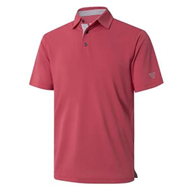 Imagem de Camisa masculina de golfe de manga curta com absorção de umidade, ajuste seco, lisa, casual, piquê, golfe, camisas polo para homens, Tijolo, M