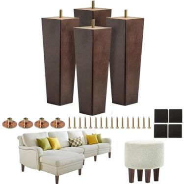 Imagem de RVXHUA Pernas de madeira para móveis de 20 cm - Conjunto de 4 pés de substituição de madeira maciça para sofá, poltrona, cadeira, armário, suporte de TV, guarda-roupa, cômoda, sofá de namoradeira -