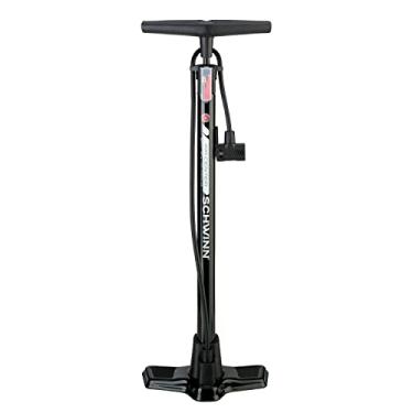 Imagem de Schwinn Bomba de piso para bicicleta Air Center, medidor serve para os tipos de válvula Schrader e Presta, preta