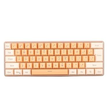 Imagem de Teclado Compacto, 61 Teclas, Retroiluminação RGB, Teclado Ergonômico para Jogos 60%, Cabo USB, para Jogadores Em Movimento (Amarelo alaranjado)