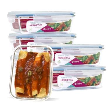 Imagem de Kit 6 Potes Vidro 1040ml Marmita Hermetico