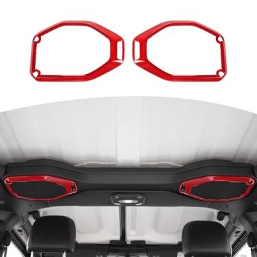 Imagem de RT-TCZ Anel de decoração de teto interno de carro para Jeep Wrangler JL JLU e 2020 Jeep Gladiator JT, para acessórios interiores Jeep JL (vermelho)