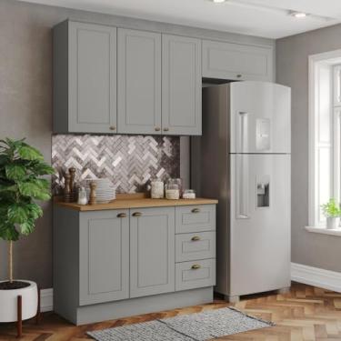 Imagem de Cozinha Compacta 3 Peças 100% MDF com Tampo Americana Cinza/Nature