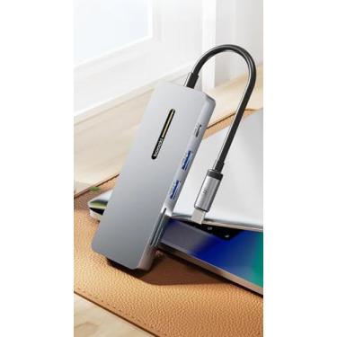 Imagem de Hub USB-C Toocki 10 em 1 com HDMI 4K, PD 100W, USB 3.0, SD/TF, Áudio 3.5mm – Dockstation Multifuncional para Notebook, MacBook, Smartphone, Laptop e Tablet