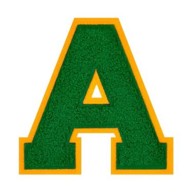Imagem de Remendos de letras de ferro de 11,4 cm verde chenille remendos de letras grandes do time universitário adesivos de jaqueta Letterman para roupas (A)
