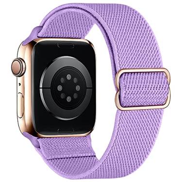 Imagem de MITERV Pulseiras de nylon elástico compatíveis com Apple Watch SE Ultra iWatch séries 8/7/6/5/4/3/2/1 de 38 mm, 40 mm, 41 mm, 44 mm, 45 mm, 49 mm, compatível com Apple Watch SE Ultra iWatch séries 8/7