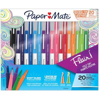 Imagem de Paper Mate Canetas de feltro Flair, ponta grossa/média, tintas de cores sortidas, pacote com 20 (2158649)