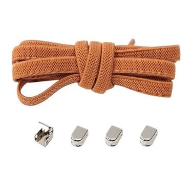 Imagem de No Tie Shoelaces Metal Buckles Elastic For Sneakers One Size Fits All Adult Kids Laces Lazy Sport Rubber Shoestrings(Brown)