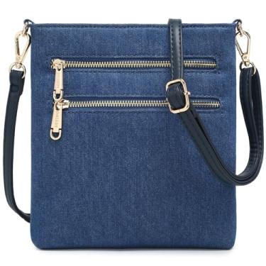 Imagem de Dasein Bolsa tiracolo feminina pequena bolsa de ombro leve com vários bolsos com zíper bolsa de mão para telefone, 2 jeans, 7 inches x 9 inches x 1.25 inches
