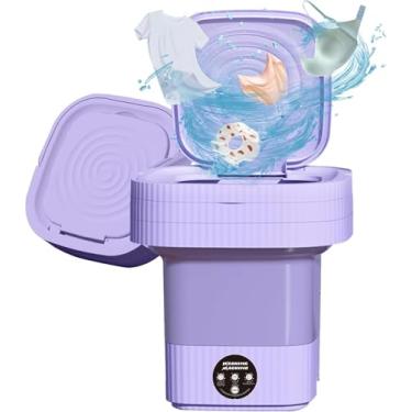 Imagem de Mini Máquina de Lavar Roupa Portátil Dobrável 11 Litros Centrifuga Lavagem Semiautomática Roupas Sensíveis e Intimas 3 Modos Para Viagem Cor Roxo e Verde Bivolt