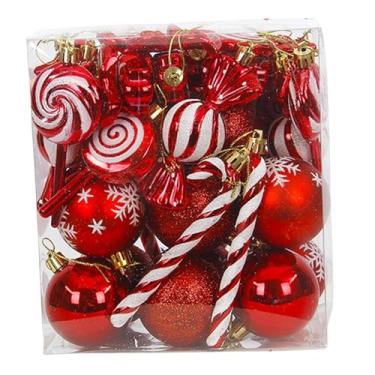 Imagem de Generic 36x Conjunto de enfeites de árvore de Natal Decorações de Natal, Bolas de Natal de doces para guirlanda de porta da frente, feriado, suprimentos para, Vermelho
