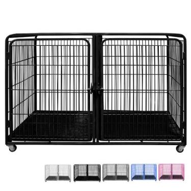 Imagem de Canil Gaiola Duplo Inferior Cães Cachorro Pet Shop Tosa - Açomix, Pret