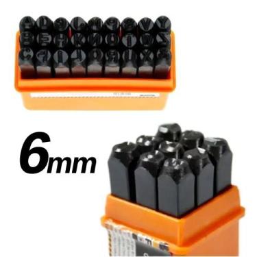 Imagem de Kit Jogo 36 Peças Marcador Punção Alfabeto Algarismo Perfurar 6mm Letr