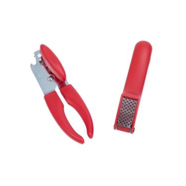 Imagem de Kit abridor de lata espremedor de alho 2 pç vermelho  Oikos, U, UNICA