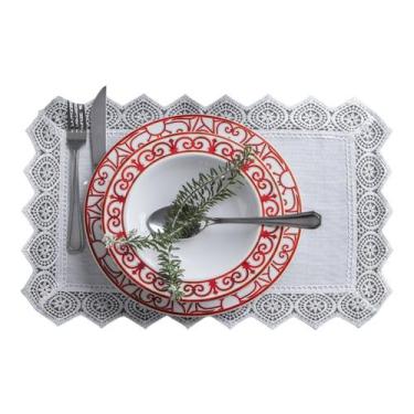 Imagem de Caminho de Mesa Rendado Texas Branco Luxo 30x45 cm Jolitex