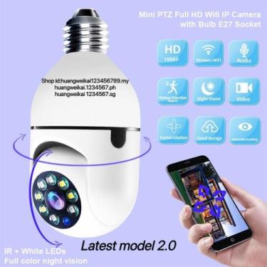 Imagem de Câmera de Segurança Lâmpada Espiã Wi-Fi 360º com Áudio e Visão Noturna