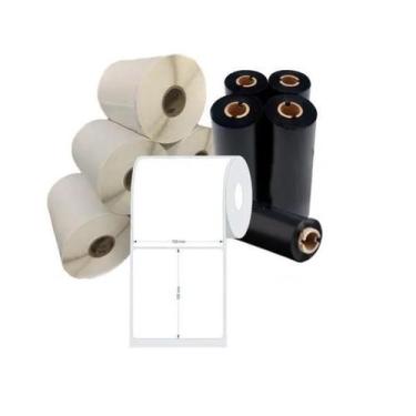 Imagem de Kit Com 10 Rolos Etiqueta Couche 100X100 E 5 Ribbons Cera - Amorim Eti