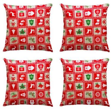 Imagem de Kit Jogo Capas de Almofadas 45 x45 Decorativas de Natal Natalina 4 Peç