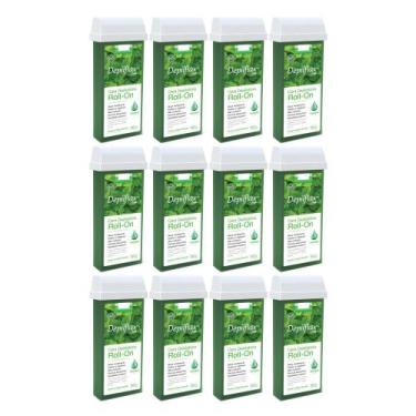 Imagem de Combo 12 refil cera roll on hortelã 100g depilação depilflax